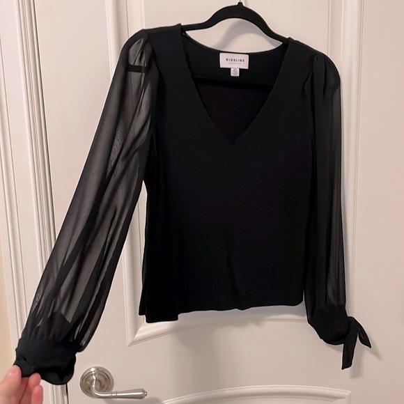 Highline Tops - 🖤 HIGHLINE blouse with sheer long sleeves 🎀